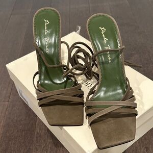Paula Torres Olive Suede Strappy Women's Sandals
